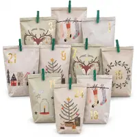 OCreon Extravagante adventskalender om te vullen - 24 pastelkleurige geschenkzakjes en 24 - Motief Hygge - Kerstmis & advent