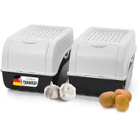 Novaliv Aardappel Opbergdoos - Groentebox Stapelbaar - Voedsel Vers Houden - Luchtcirculatie Deksel - 2 x 5 Liter - Wit