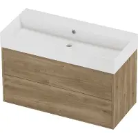Proline Zara Badmeubelset Porselein Loft 2 Laden 100x46x65 cm Glans Wit Cider Oak