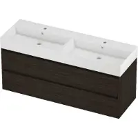 Proline Zara Badmeubelset Porselein Loft 2 Gaten 140x46x65 cm Glans Wit Mokka Oak