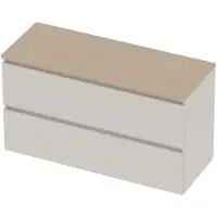 Basic Line Deck 46 Badmeubel 120x46x62cm - Greeploos - Topblad Sand Stone - Zonder Kraangat - Ice White - Badkamermeubels, Badmeubel Sets