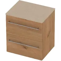 Basic Line Deck 46 Badmeubel 60x46x62cm - Opbouwgreep - Topblad Sand Stone - Zonder Kraangat - Whisky Oak - Badkamermeubels, Badmeubel Sets