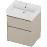 Proline Zara Badmeubelset Porselein Loft 1 Kraangat Greeploos 60x46x78 cm Glans Wit Soft Linen