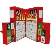 OEM Kerstadventskalender van hout, LED-dorp, met 24 lades