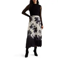 Ted Baker Wmd Selnaa Mesh Top Bedrukte Rok Midi Jurk