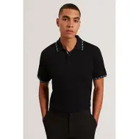 Ted Baker Ss House Check Jacquard Zwarte Poloshirt