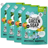 Marcel's Green Soap 4x Wasmiddel Kleur Navul Perzik & Jasmijn 23 Wasbeurten 1 liter