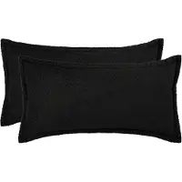 vidaXL Kussensloop 2 st HOUTEN Zwart 40 x 80 cm Bouclé