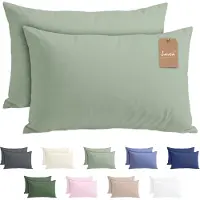 Lavea Set van 2 Kussenslopen - 40x60 - 100% Microvezel - Zachte en Adememende Kussenhoezen, OEKO-TEX Gecertificeerd - Eucalyptus