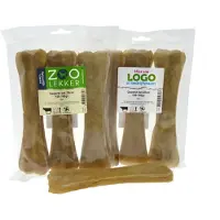 Zoolekker Geperst Bot hondensnack van buffelhuid 20 cm - natuurlijke kauwsnack 150-160 g per stuk, verpakt per 3