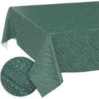 ANRO Tafelzeil op rol Linnenlook Groen 140cm x 20m – Afwasbaar Tafelkleed Rechte rand Waterafstotend