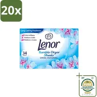 Lenor 20 x - Droogtrommeldoekjes - Spring Awakening - 34 Doekjes - Wasstrips - Droogtrommeldoekjes - Droogtrommel - Frisheid - Voorjaar - Kleding
