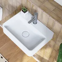 HOROW Toiletfontein incl. Afvoergarnituur - Glans Wit - 38x26x9 cm - Badkamer Wasbak - Opzetwastafel