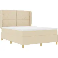vidaXL Boxspring bed met hoofdeinde Crème 190 x 140 cm Stof
