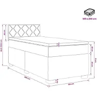 vidaXL Boxspringbed met matras en LED-verlichting, lichtgrijs, 100 x 200 cm, fluweel