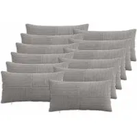 vidaXL Kussensloop 12 st ALMELO Lichtgrijs 40 x 80 cm corduroy