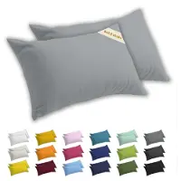 Lavea Kussenslopen 40x80 cm Set van 2 – Kussenhoezen van 100% Zachte en Ademende Jersey Katoen met YKK Ritssluiting – Zilver