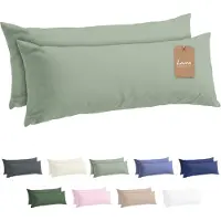 Lavea Set van 2 Kussenslopen - 40x145 - 100% Microvezel - Zachte en Adememende Kussenhoezen, OEKO-TEX Gecertificeerd - Eucalyptus