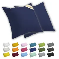 Lavea Kussenslopen 50x50 cm Set van 2 – Kussenhoezen van 100% Zachte en Ademende Jersey Katoen met YKK Ritssluiting – Galaxieblauw