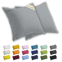 Lavea Kussenslopen 40x40 cm Set van 2 – Kussenhoezen van 100% Zachte en Ademende Jersey Katoen met YKK Ritssluiting – Zilver