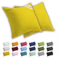 Lavea Kussenslopen 65x65 cm Set van 2 – Kussenhoezen van 100% Zachte en Ademende Jersey Katoen met YKK Ritssluiting – Zonnegeel
