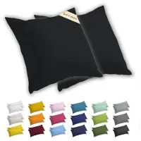Lavea Kussenslopen 65x65 cm Set van 2 – Kussenhoezen van 100% Zachte en Ademende Jersey Katoen met YKK Ritssluiting – Zwart