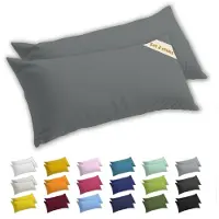 Lavea Zijslaapkussenslopen 40x145 cm Set van 2 – Kussenhoezen van 100% Zachte en Ademende Jersey Katoen met YKK Ritssluiting – Middengrijs