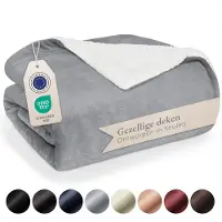 Blumtal Sherpa Fleece Deken - Sherpa Plaid - Plaid Bank - Fleece Deken 130 x 150 cm - Grijs