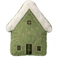 Textino COTTAGE - sierkussen 35x30x5 cm - huis - Bronze Green - groen, wit