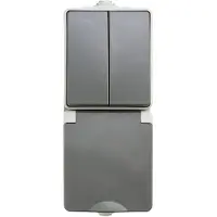 ION Industries - Combinatie spatwaterdicht - opbouw - serie - randaarde - verticaal - IP55 - grijs