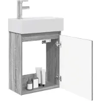 vidaXL Badkamermeubel met kraan Grijs Sonoma 45,5 x 22,5 x 84 cm