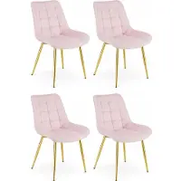 Leobert Chaise - - Bera - Lichtroze veloursstof / Goudkleurige poten - 54 x 60 x 88 cm - Set van 4