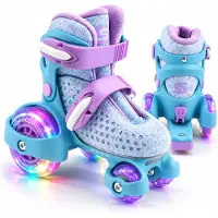 Suotu Rolschaatsen voor Beginners - Verstelbare - Lichtgevende wielen - Maat EUR 28/29-32 - Blauw