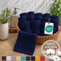 Komfortec Set van 12 Gastendoekjes 30x50 cm, 100% Katoen, 470 g/m², Zacht, Absorberend & Sneldrogend, voor Badkamer en Gasten-WC