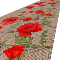ANRO Keukenloper Klaprozen Bruin 180x52cm – Antislip Gangloper Tapijtloper 3 mm Laagpolig