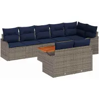 vidaXL Tuinset met 9 stukken, grijs, van polyrotan