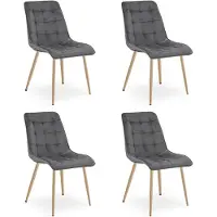 Leobert SPLIT Eetkamerstoelen – Set van 4 – Grijs Velvet – Metalen Poten – Comfortabele Ergonomische Zitting – Modern Design – Velvet Stoel voor Woonkamer, Keuken en Eetkamer – Max. 110 kg per Stoel