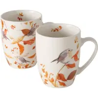 Boltze Koffiemok keramiek - set van 2 -Vogels - 350ml -