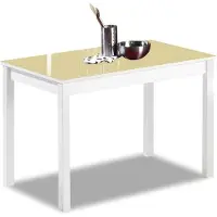 Merkloos Moderne keukentafel van aluminium met een glazen blad