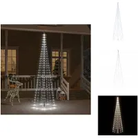 vidaXL Kerstboom - Kerstbomen - Vlaggenmast Kerstboom - Verlichte Kerstboom - Vlaggenmast kerstboom 310 LED's koudwit 300 cm