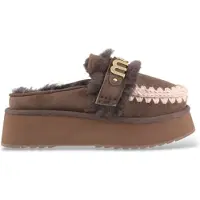 Mou Dames Bruine platform klompen van leer (39), 5 tot 8 cm, Geen, Casual MU.FW681006A