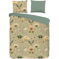 Muller Textil Good Morning Dekbedovertrek "Jeanne" - Groen - (200x220 cm) - 100% Katoen
