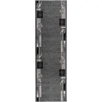 vidaXL - Lopers - Tapijt - FLORNES - Geweven - Grijs - Bladeren - 80 - x - 350 - cm - PP