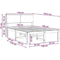 vidaXL Tweepersoonsbed met hoofdbord ROSTOCK Donkerbruin 140 x 190 cm