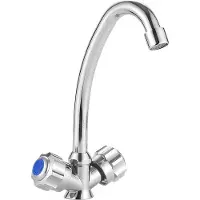 Avizar , nauwkeurige draaikraan voor warm- en koudwater, dubbele hendel, zilverkleurig