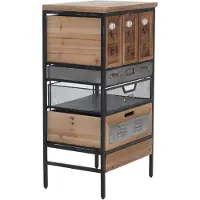 MCW Apothekerskast -Q77, hoge kast met lades, etikettenhouders, industriële vintage/shabby-stijl, hout en metaal, 85x46x35 cm