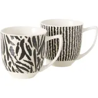 Boltze Koffiemok keramiek - set van 2 -zwart wit - 400ml -