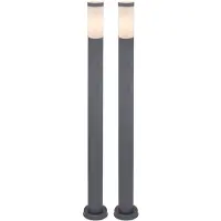Globo Set van 2 buitenstaande lampen, staande lamp, tuinlamp, antraciet, roestvrij staal, hoogte 110 cm