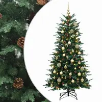 vidaXL Kunstmatige Hinged Kerstboom 120 cm 150 LED's Warmwit PE & PVC