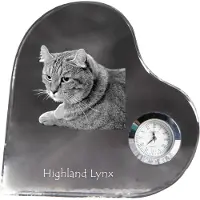 Art-Dog Highland Lynx - kristallen klokken met een foto van een kat, hartvormige wandklokken, gepersonaliseerde staande klokken van het merk